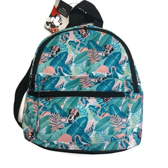 Bioworld Disney MINI Backpack Multi-Color MINNIE MOUSE Flamingo Print 11" x 9" - Picture 1 of 6